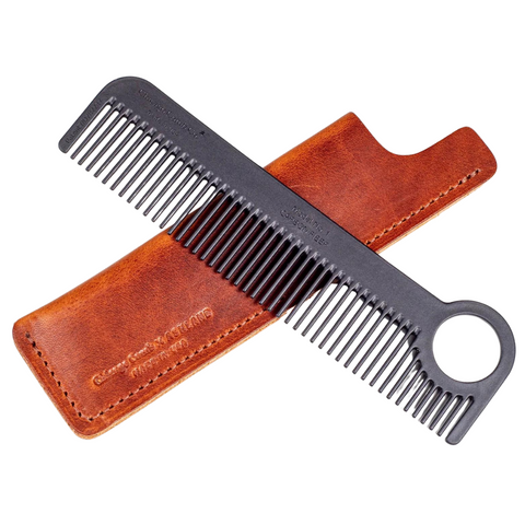 Carbon Fiber Comb & Sheath - English Tan